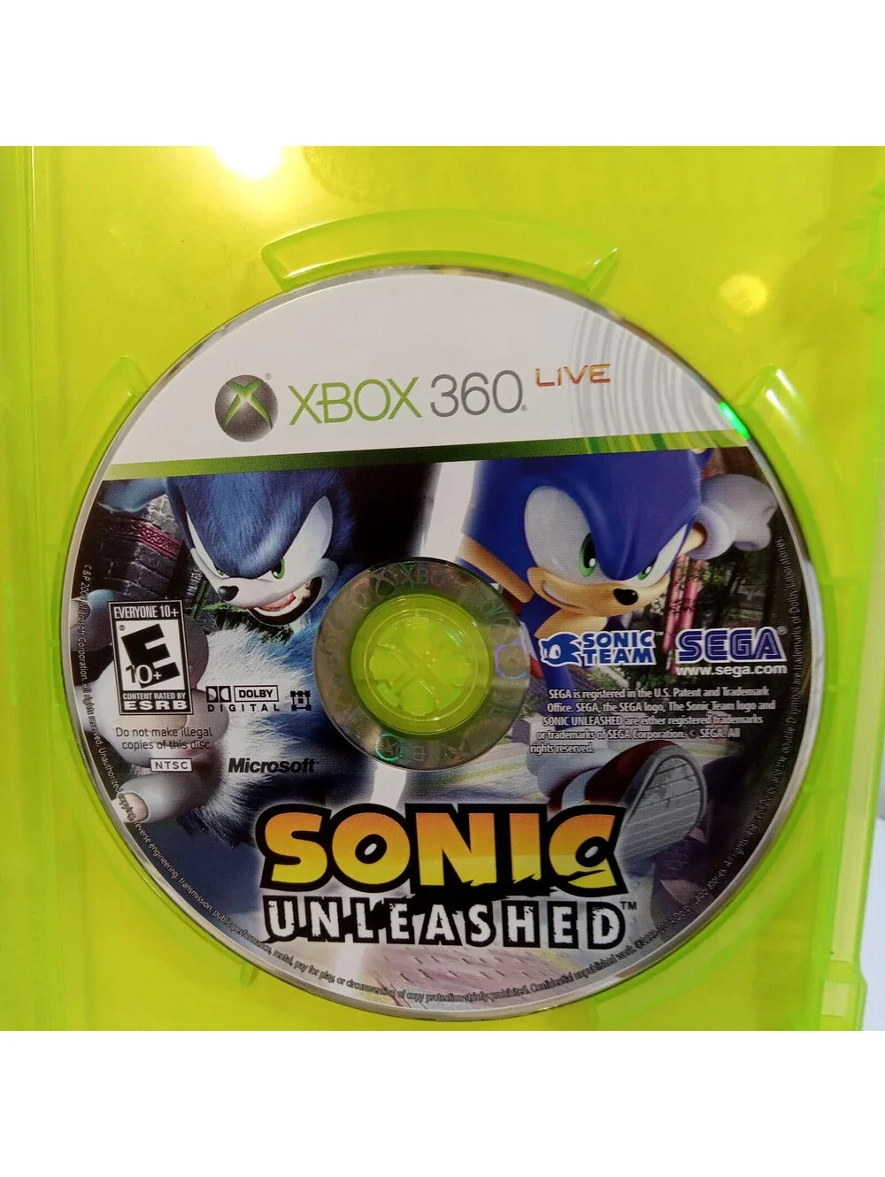 Microsoft Xbox 360 SEGA Video Game Sonic Unleashed Complete Manual Case Disc